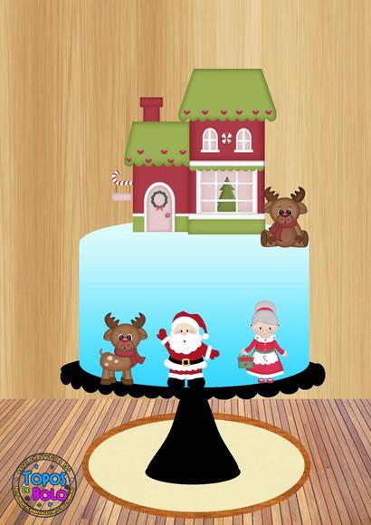 Arquivo de Corte Topo de Bolo Familia Noel