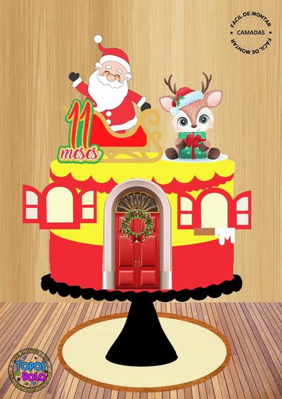 Arquivo de Corte Topo de Bolo Papai Noel Trenó Rena Porta 2