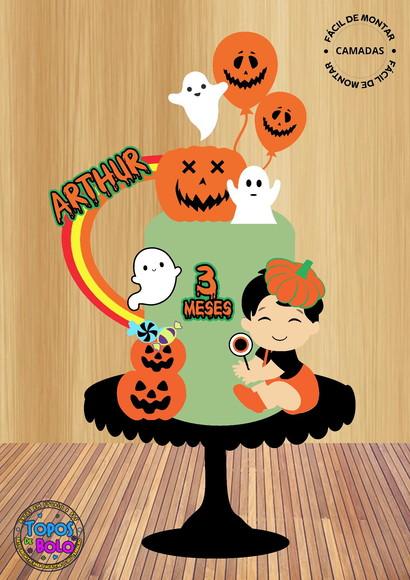 Arquivo de Corte Topo de Bolo Bebe Halloween 01