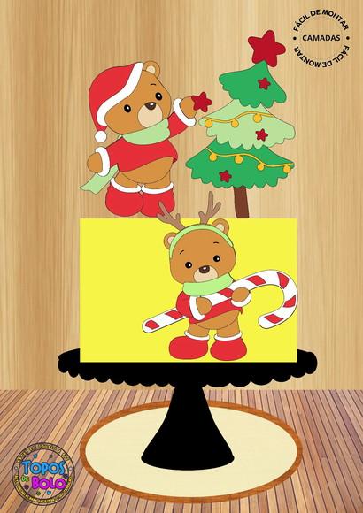 Arquivo de Corte Topo de Bolo Ursinhos Natal