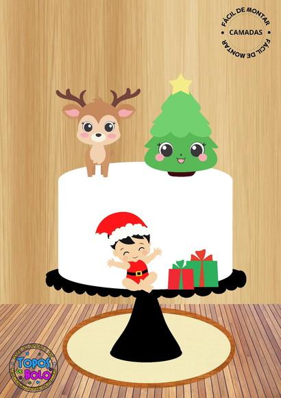 Arquivo de Corte Topo de Bolo Menininho Natal