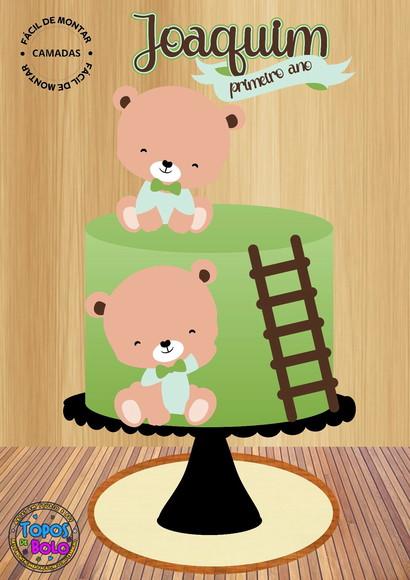 Arquivo de Corte Topo de Bolo Ursinhos Cute