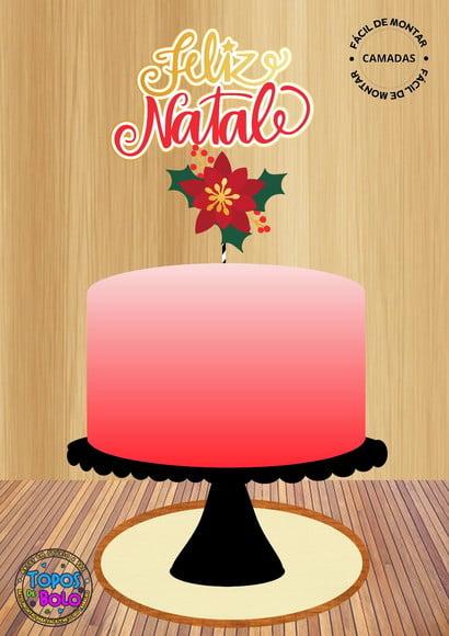 Arquivo de Corte Topo de Bolo Feliz Natal Flor