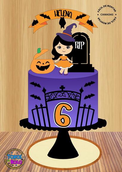 Arquivo de Corte Topo de Bolo Halloween Girl Cute