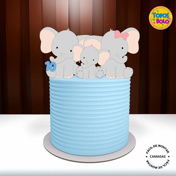 Arquivo de Corte Topo de Bolo Família Elefante