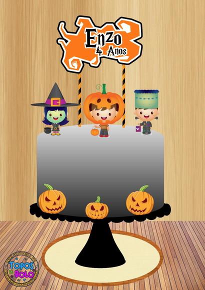 Arquivo de Corte Topo de Bolo Helloween Crianças Fantasiadas