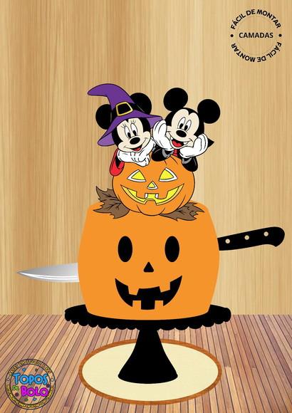 Arquivo de Corte Topo de Bolo Mickey e Minnie Halloween