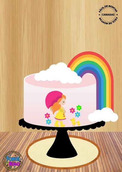 Arquivo de Corte Topo de Bolo Menina Guarda Chuva
