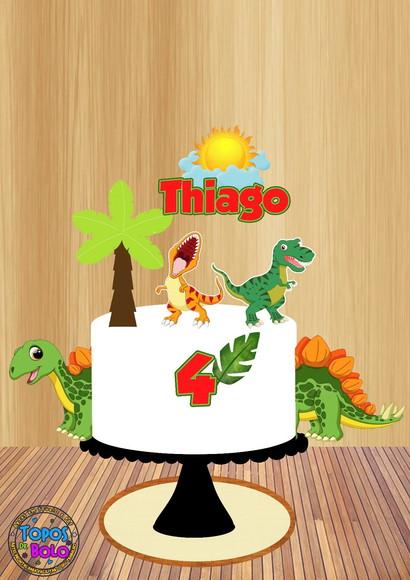 Arquivo de Corte Topo de Bolo Dinossauro Verde