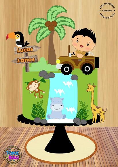 Arquivo de Corte Topo de Bolo Safari Baby Turismo