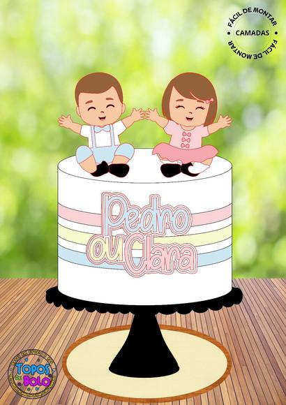 Arquivo de Corte Topo de Bolo Boy & Girl Revelação