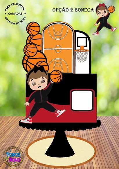 Arquivo de Corte Topo de Bolo Basquete Menina