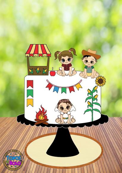 Arquivo de Corte Topo de Bolo Festa Junina Bebês