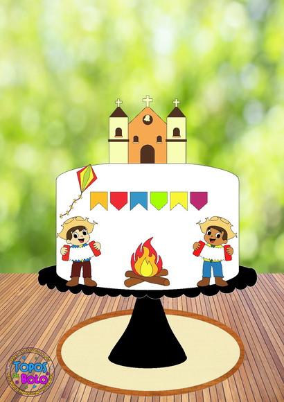 Arquivo de Corte Topo de Bolo Festa Junina Meninos Igreja