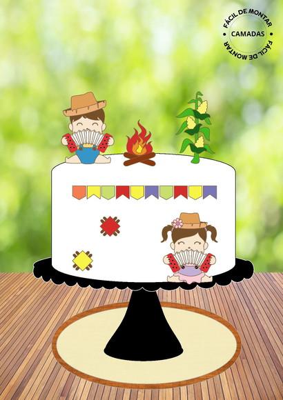 Arquivo de Corte Topo de Bolo Festa Junina Bebê Sanfona