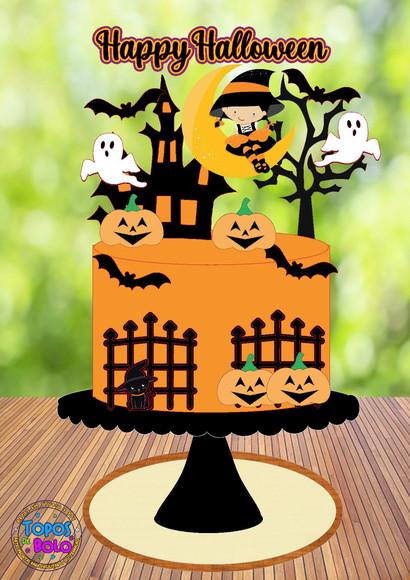Arquivo de Corte Topo de Bolo Happy Halloween
