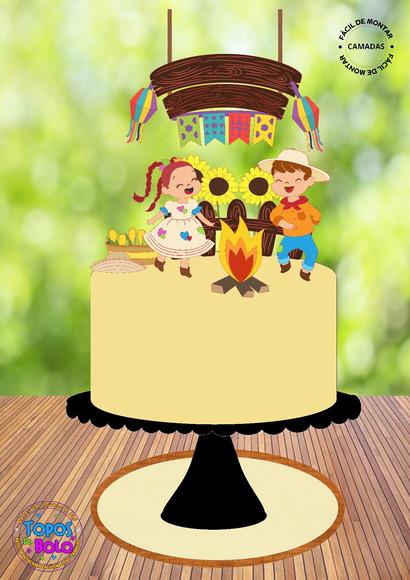 Arquivo de Corte Topo de Bolo Festa Junina Crianças