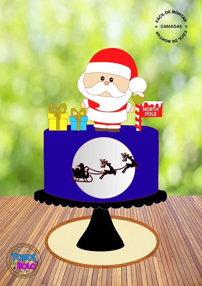 Arquivo de Corte Topo de Bolo Papai Noel Cute