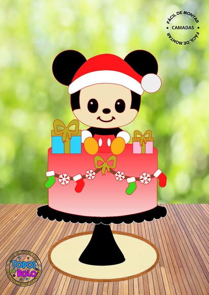 Arquivo de Corte Topo de Bolo Mickey Natal Cute