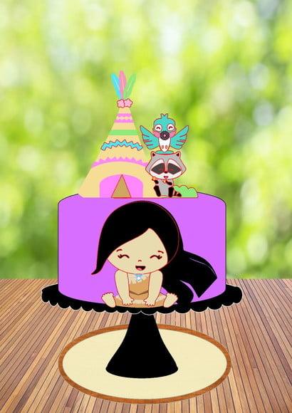 Topo de Bolo Pocahontas Baby - Arquivo Digital