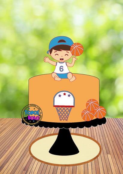 Topo de Bolo Basquete Baby- Arquivo Digital