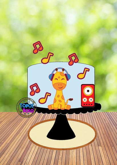 Topo de Bolo Girafinha Musical - Arquivo Digital