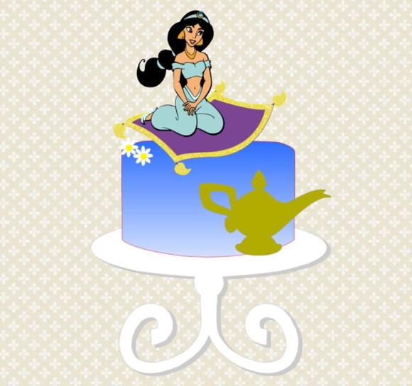 Topo de Bolo Princesa Jasmine Aladdin - Arquivo Digital