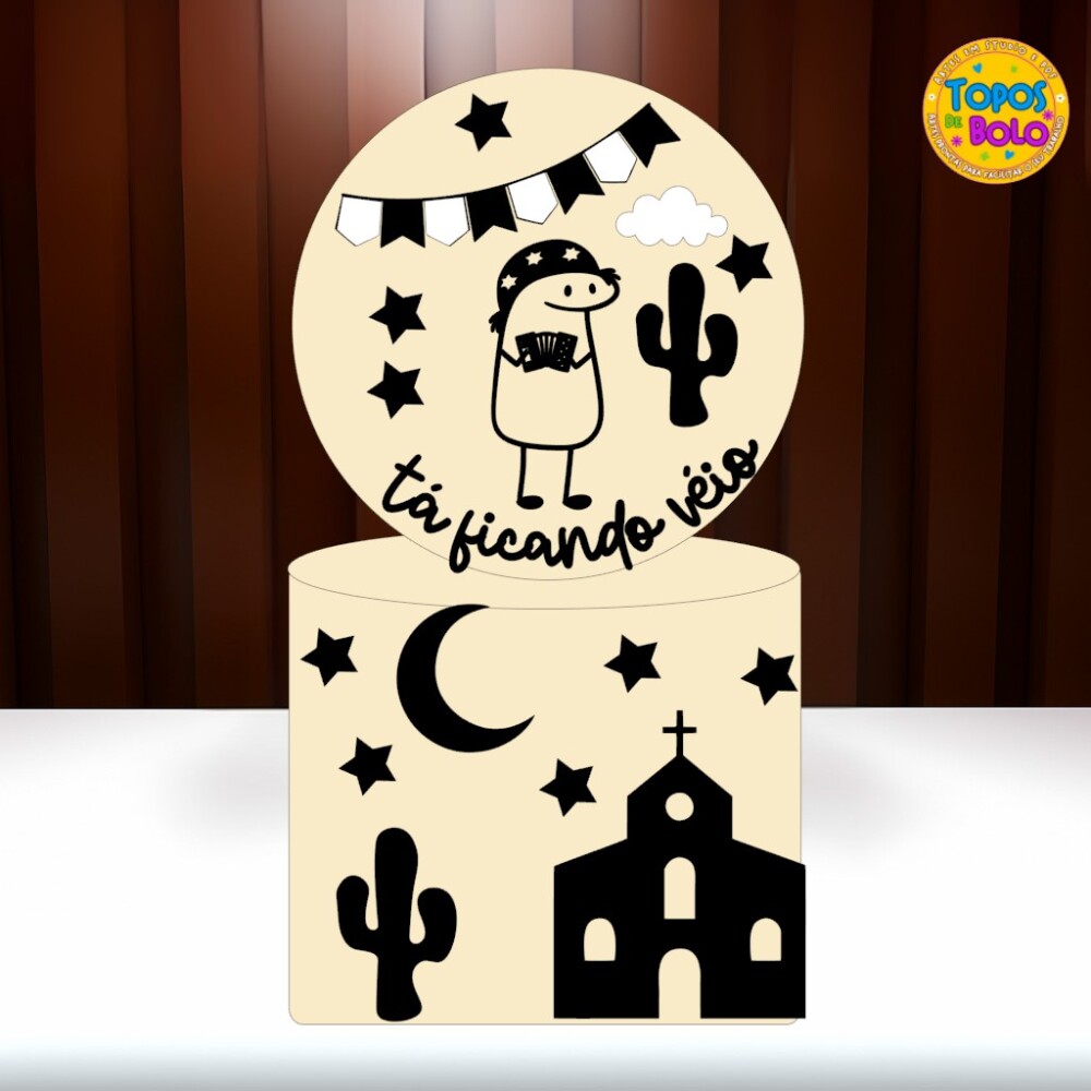 Arquivo de Corte Topo de Bolo Flork Xilogravura