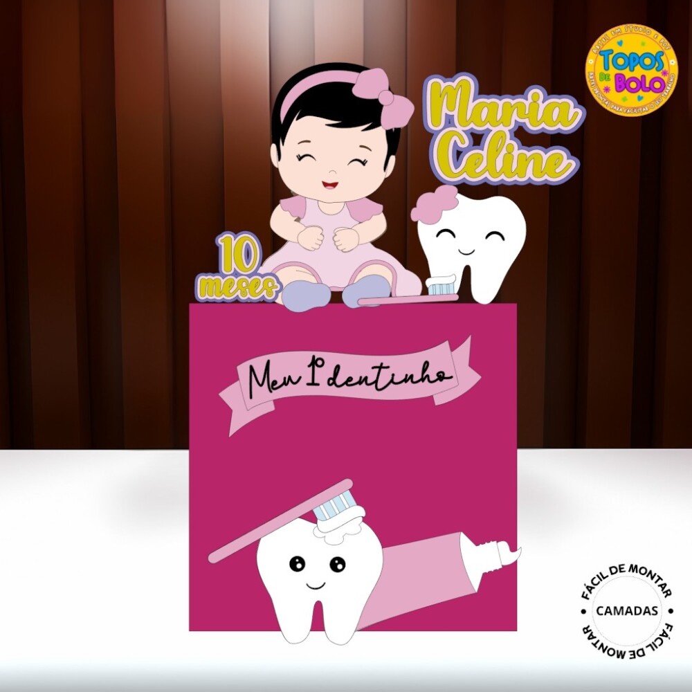 Arquivo de Corte Topo de Bolo Dentinho Menina Camadas