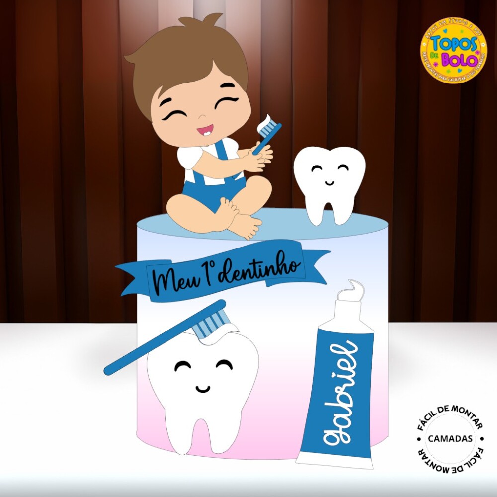 Arquivo de Corte Topo de Bolo Dentinho Menino Camadas