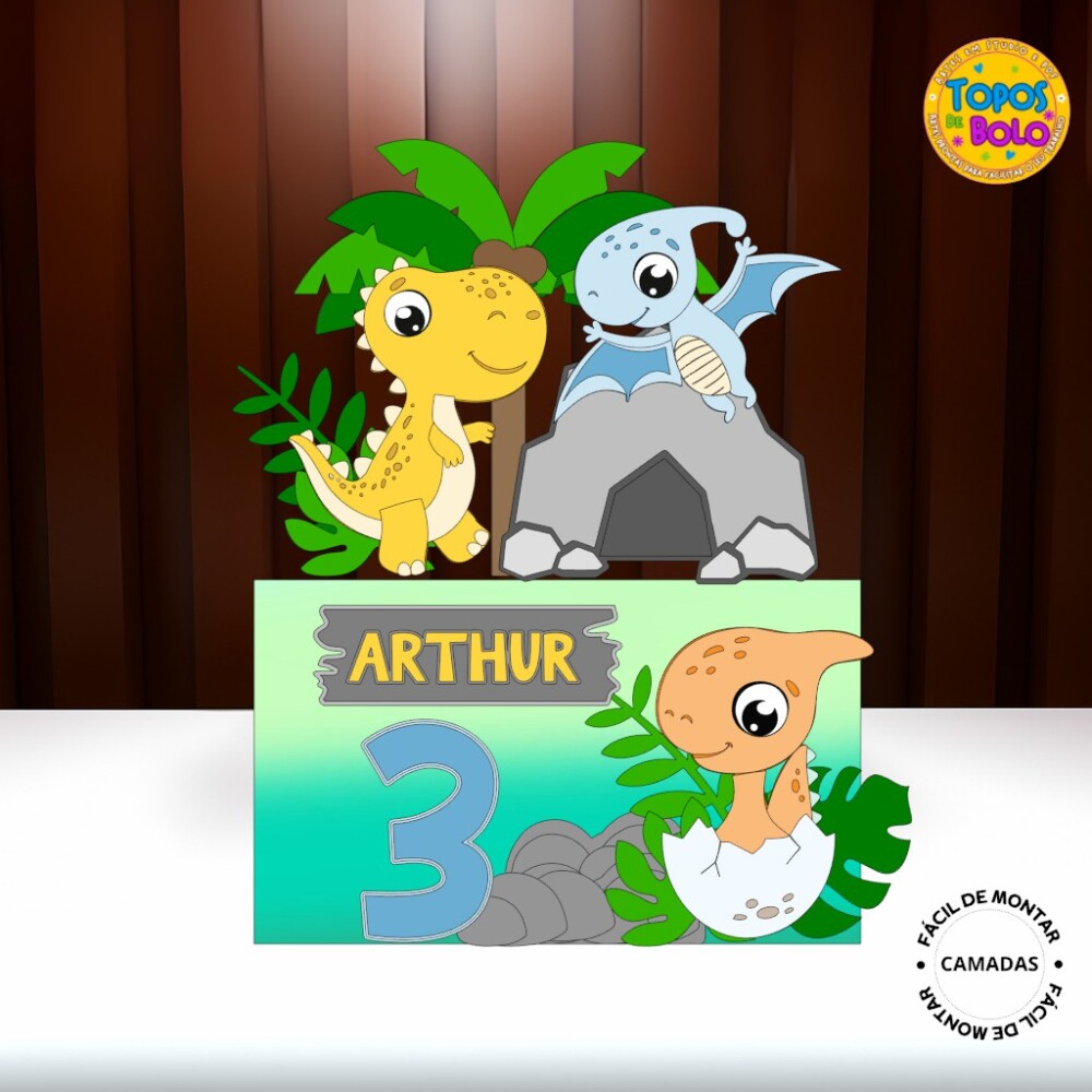 Arquivo de Corte Topo de Bolo Dinossauro Baby 02