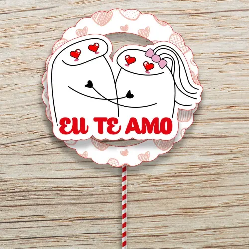 Kit Topos de Bolo Flork Namorados - Arquivo Digital