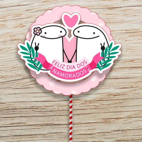 Kit Topos de Bolo Flork Namorados - Arquivo Digital