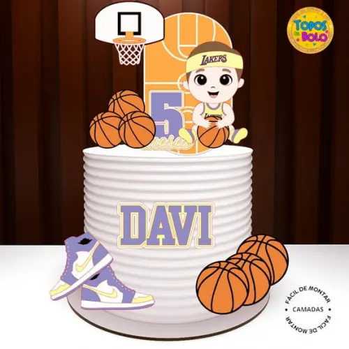 Arquivo de Corte Topo de Bolo Menino Basquete Baby