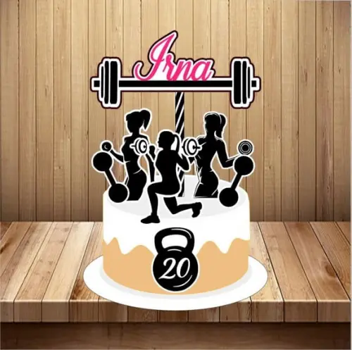 Topo de Bolo Academia Feminino - Arquivo Digital