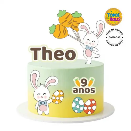Arquivo de Corte Topo de Bolo Coelhinho Balão Cenoura