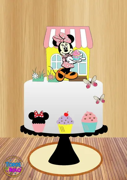 Arquivo de Corte Topo de Bolo Minnie Confeiteira 01