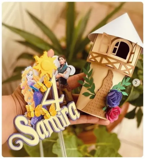 Topo de Bolo Rapunzel Enrolados - Arquivo Digital