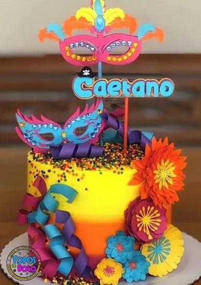 Arquivo de Corte Topo de Bolo Mascara e Flor Carnaval
