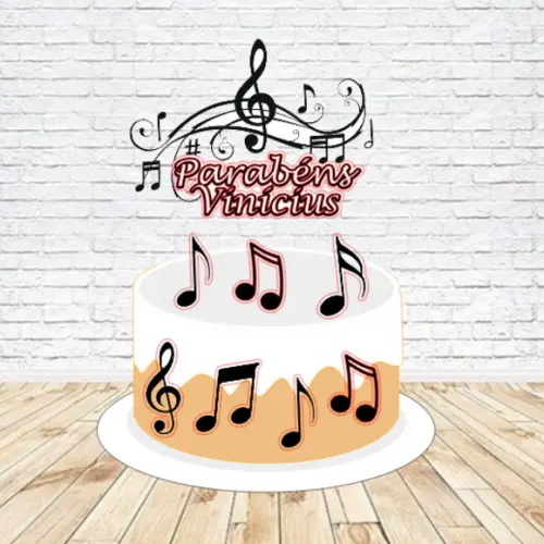 Topo de Bolo Notas Musicais - Arquivo Digital