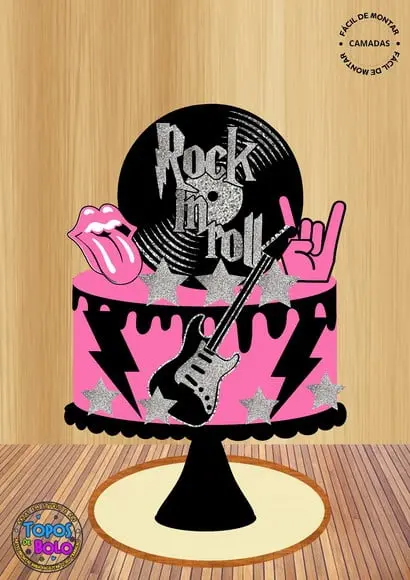 Arquivo de Corte Topo de Bolo Rock In Roll