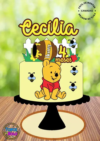 Arquivo de Corte Topo de Bolo Ursinho Pooh Pote de Mel