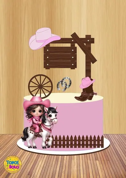 Arquivo de Corte Topo de Bolo Cowgirl Ia