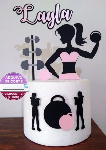 Arquivo de Corte Topo de Bolo Academia Mulher