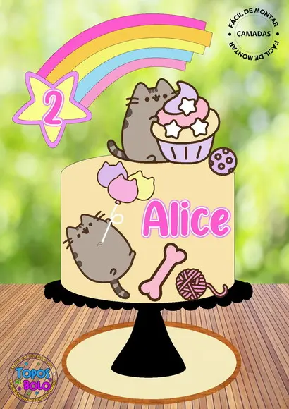 Arquivo de Corte Topo de Bolo Pusheen Cat