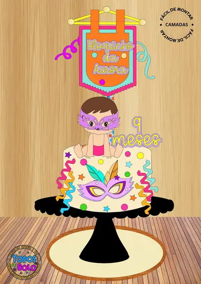 Arquivo de Corte Topo de Bolo Carnaval Baby
