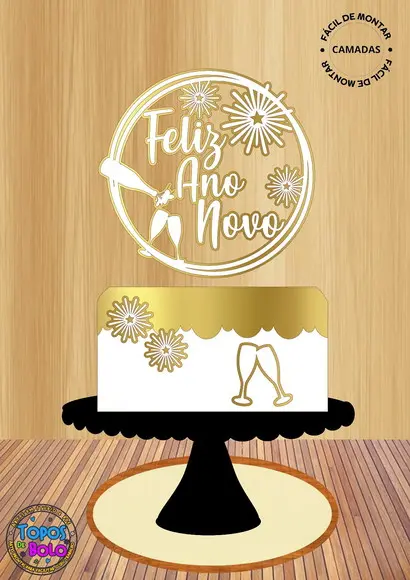 Arquivo de Corte Topo de Bolo Arco Feliz Ano Novo