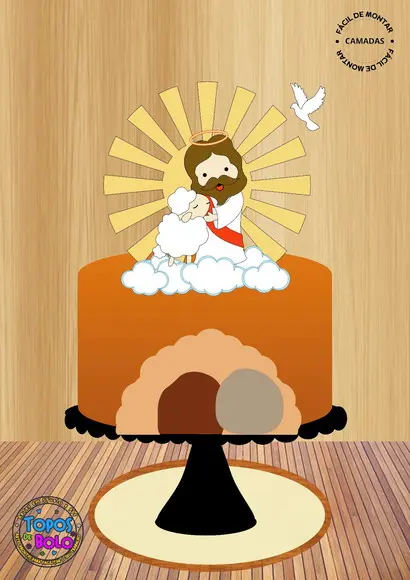 Arquivo de Corte Topo de Bolo Jesus com Ovelha