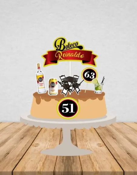 Topo de Bolo Boteco 51 - Arquivo Digital