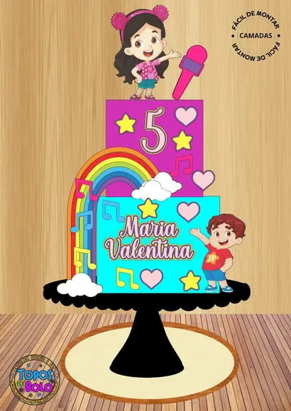 Arquivo de Corte Topo de Bolo Maria Clara e Jp Arcoiris
